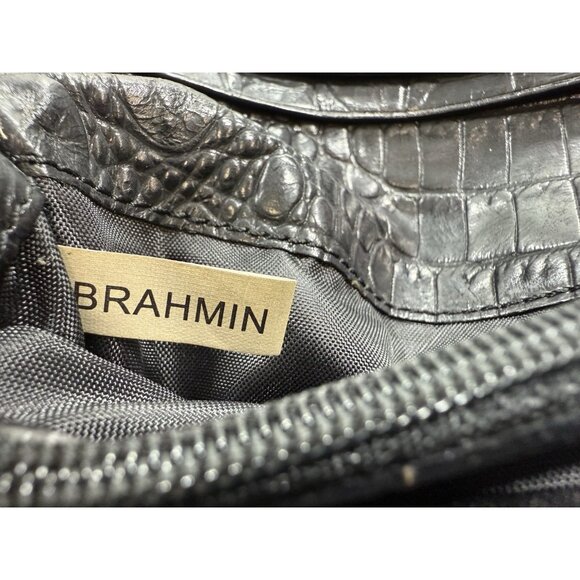 Brahmin Debra Pecan Melbourne Genuine Leather Croc Embossed Wallet Black - Picture 12 of 16